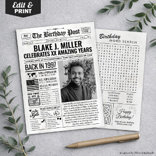 Custom Back in 1997 Newspaper Birthday Card, Trend Holiday Card