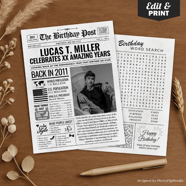 Custom Back in 2011 Newspaper Birthday Card, Trend Holiday Card (Custom Back in 2011 Newspaper Birthday Card, Trend Holiday Card)