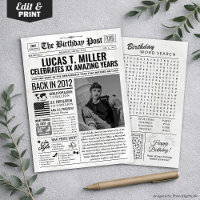 Custom Back in 2012 Newspaper Birthday Card, Trend
