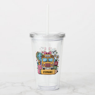Custom Back-to-School Bus - Personalise Acrylic Tumbler