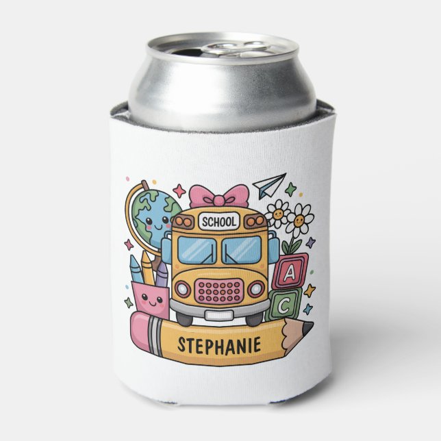 Custom Back-to-School Bus - Personalise Can Cooler (Can Front)