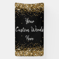Custom Backdrop Birthday Party Photo Black & Gold