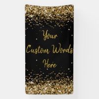 Custom Backdrop Birthday Party Photo Black & Gold