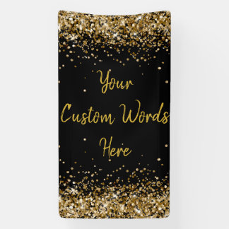 Custom Backdrop Birthday Party Photo Black & Gold Banner