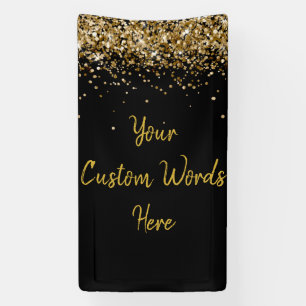 Custom Backdrop Birthday Party Photo Black & Gold Banner