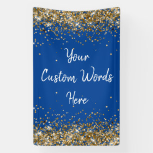 Custom Backdrop Birthday Party Photo Blue and Gold Banner