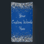 Custom Backdrop Birthday Party Photo Blue & Silver Banner<br><div class="desc">sweet 16 quinceanera 40th 50th,  personalised 30th 21st 16th 15th,  25th fifteen sixteen twenty-fifth first,  custom banner for photo booth,  twinkle glitter anniversary hen night,  bridal shower decorations wedding prop,  unique sparkle birthday party decor,  couple engagement them her 1st,  10th tenth 5th fifth twenty,  anniversary blue silver welcome sign</div>