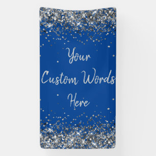 Custom Backdrop Birthday Party Photo Blue & Silver Banner