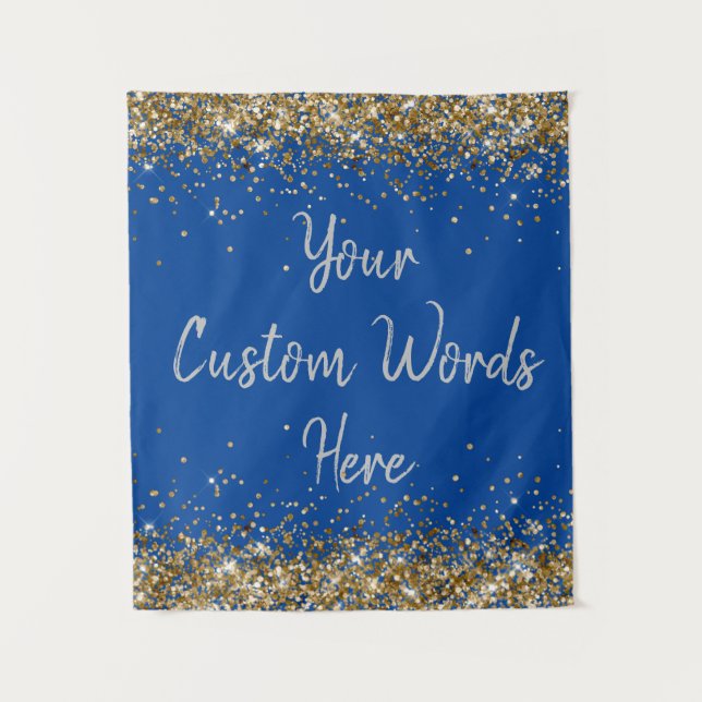 Custom Backdrop Birthday Party Photo Booth Blue Tapestry (Front)