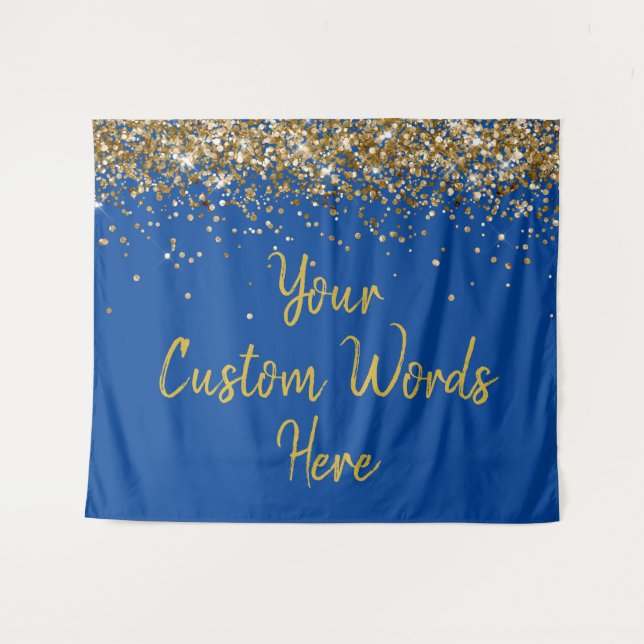 Custom Backdrop Birthday Party Photo Booth Blue Tapestry (Front (Horizontal))