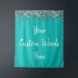Custom Backdrop Birthday Party Photo Booth Blue Tapestry<br><div class="desc">custom backdrop for photo booth,  hen weekend wedding photobooth sparkly,  sweet 16 quinceanera 40th 50th,  sparkle birthday party personalised 30th,  fifteen 15th sweet sixteen 16th,  twenty-fifth 25th twenty first prop,  turquoise blue silver baby shower,  daughter girl wife twinkle glitter,  granddaughter son boy 5th fifth,  anniversary bridal 20th 10th 80th</div>