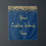 Custom Backdrop Birthday Party Photo Booth Gold Tapestry<br><div class="desc">custom backdrop for photo booth,  hen weekend wedding photobooth sparkly,  sweet 16 quinceanera 40th 50th,  sparkle birthday party personalised 30th,  fifteen 15th sweet sixteen 16th,  twenty-fifth 25th twenty first prop,  navy blue gold baby shower,  daughter girl wife twinkle glitter,  granddaughter  boy 5th fifth,  anniversary bridal 20th 10th 80th</div>