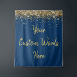 Custom Backdrop Birthday Party Photo Booth Gold Tapestry<br><div class="desc">custom backdrop for photo booth,  hen weekend wedding photobooth sparkly,  sweet 16 quinceanera 40th 50th,  sparkle birthday party personalised 30th,  fifteen 15th sweet sixteen 16th,  twenty-fifth 25th twenty first prop,  navy blue gold baby shower,  daughter girl wife twinkle glitter,  granddaughter  boy 5th fifth,  anniversary bridal 20th 10th 80th</div>