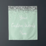 Custom Backdrop Birthday Party Photo Booth Mint Tapestry<br><div class="desc">custom backdrop for photo booth,  hen weekend wedding photobooth sparkly,  sweet 16 quinceanera 40th 50th,  sparkle birthday party personalised 30th,  fifteen 15th sweet sixteen 16th,  twenty-fifth 25th twenty first prop,  mint green silver baby shower,  daughter girl wife twinkle glitter,  granddaughter son boy 5th fifth,  anniversary bridal 20th 10th 80th</div>