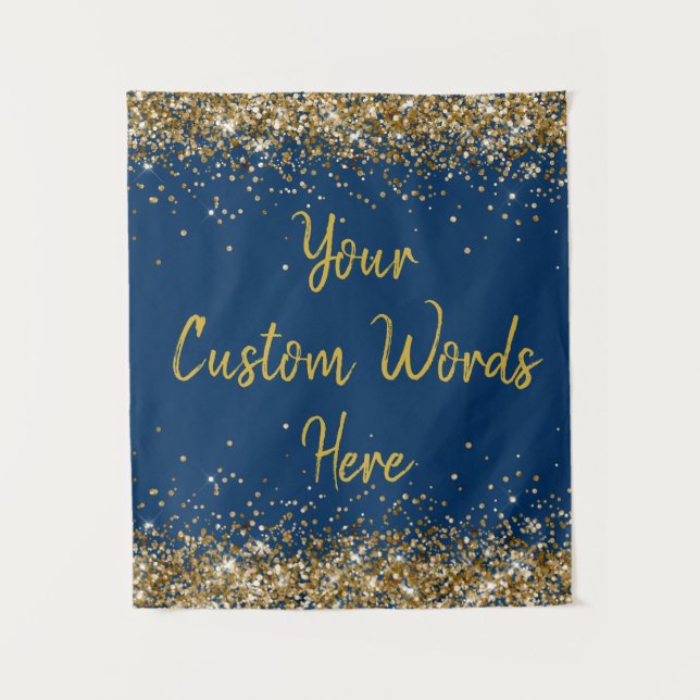 Custom Backdrop Birthday Party Photo Booth Navy Tapestry (Front)
