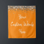 Custom Backdrop Birthday Party Photo Booth Orange Tapestry<br><div class="desc">custom backdrop for photo booth,  hen weekend wedding photobooth sparkly,  sweet 16 quinceanera 40th 50th,  sparkle birthday party personalised 30th,  fifteen 15th sweet sixteen 16th,  twenty-fifth 25th twenty first prop,  orange white silver baby shower,  daughter girl wife twinkle glitter,  granddaughter son boy 5th fifth,  anniversary bridal 20th 10th 80th</div>