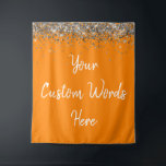 Custom Backdrop Birthday Party Photo Booth Orange Tapestry<br><div class="desc">custom backdrop for photo booth,  hen weekend wedding photobooth sparkly,  sweet 16 quinceanera 40th 50th,  sparkle birthday party personalised 30th,  fifteen 15th sweet sixteen 16th,  twenty-fifth 25th twenty first prop,  orange white silver baby shower,  daughter girl wife twinkle glitter,  granddaughter son boy 5th fifth,  anniversary bridal 20th 10th 80th</div>