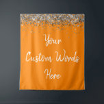 Custom Backdrop Birthday Party Photo Booth Orange Tapestry<br><div class="desc">custom backdrop for photo booth,  hen weekend wedding photobooth sparkly,  sweet 16 quinceanera 40th 50th,  sparkle birthday party personalised 30th,  fifteen 15th sweet sixteen 16th,  twenty-fifth 25th twenty first prop,  orange white silver baby shower,  daughter girl wife twinkle glitter,  granddaughter son boy 5th fifth,  anniversary bridal 20th 10th 80th</div>