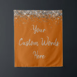 Custom Backdrop Birthday Party Photo Booth Orange Tapestry<br><div class="desc">custom backdrop for photo booth,  hen weekend wedding photobooth sparkly,  sweet 16 quinceanera 40th 50th,  sparkle birthday party personalised 30th,  fifteen 15th sweet sixteen 16th,  twenty-fifth 25th twenty first prop,  burnt orange silver baby shower,  daughter girl wife twinkle glitter,  granddaughter son boy 5th fifth,  anniversary bridal 20th 10th 80th</div>
