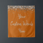Custom Backdrop Birthday Party Photo Booth Orange Tapestry<br><div class="desc">custom backdrop for photo booth,  hen weekend wedding photobooth sparkly,  sweet 16 quinceanera 40th 50th,  sparkle birthday party personalised 30th,  fifteen 15th sweet sixteen 16th,  twenty-fifth 25th twenty first prop,  burnt orange silver baby shower,  daughter girl wife twinkle glitter,  granddaughter son boy 5th fifth,  anniversary bridal 20th 10th 80th</div>