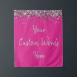 Custom Backdrop Birthday Party Photo Booth Pink Tapestry<br><div class="desc">custom backdrop for photo booth,  hen weekend wedding photobooth sparkly,  sweet 16 quinceanera 40th 50th,  sparkle birthday party personalised 30th,  fifteen 15th sweet sixteen 16th,  twenty-fifth 25th twenty first prop,  bright pink silver baby shower,  daughter girl wife twinkle glitter,  granddaughter son boy 5th fifth,  anniversary bridal 20th 10th 80th</div>