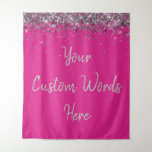 Custom Backdrop Birthday Party Photo Booth Pink Tapestry<br><div class="desc">custom backdrop for photo booth,  hen weekend wedding photobooth sparkly,  sweet 16 quinceanera 40th 50th,  sparkle birthday party personalised 30th,  fifteen 15th sweet sixteen 16th,  twenty-fifth 25th twenty first prop,  bright pink silver baby shower,  daughter girl wife twinkle glitter,  granddaughter son boy 5th fifth,  anniversary bridal 20th 10th 80th</div>