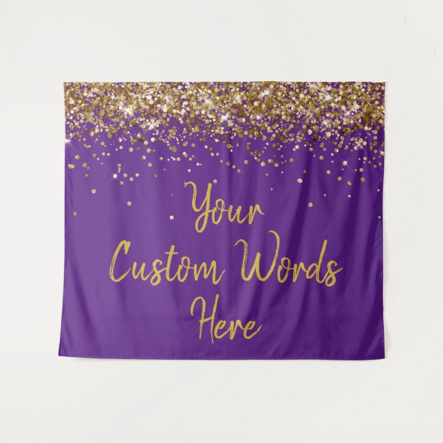 Custom Backdrop Birthday Party Photo Booth Purple Tapestry (Front (Horizontal))