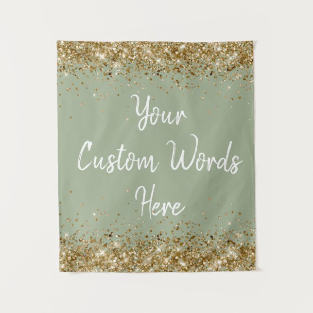 Custom Backdrop Birthday Party Photo Booth Sage Tapestry (Front)