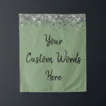 Custom Backdrop Birthday Party Photo Booth Sage Tapestry<br><div class="desc">custom backdrop for photo booth,  hen weekend wedding photobooth sparkly,  sweet 16 quinceanera 40th 50th,  sparkle birthday party personalised 30th,  fifteen 15th sweet sixteen 16th,  twenty-fifth 25th twenty first prop,  sage green silver baby shower,  daughter girl wife twinkle glitter,  granddaughter son boy 5th fifth,  anniversary bridal 20th 10th 80th</div>