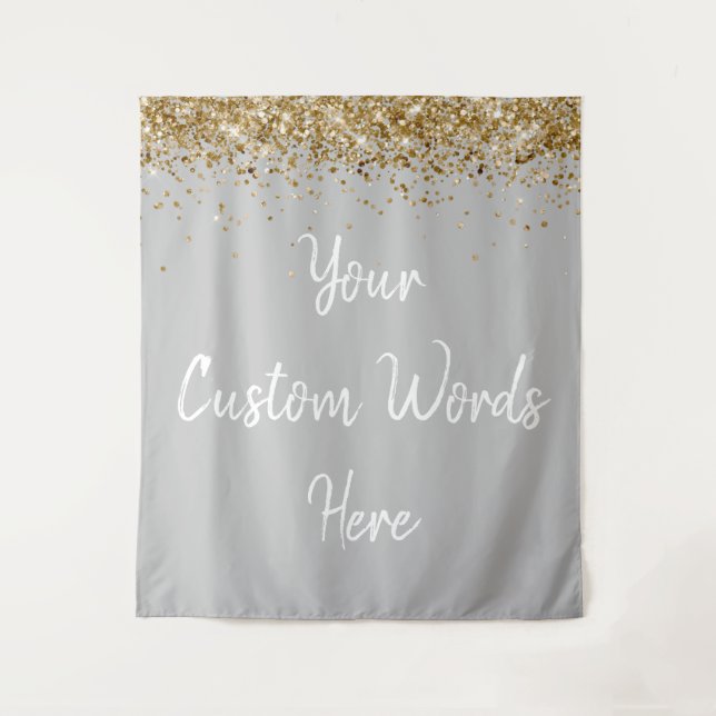 Custom Backdrop Birthday Party Photo Booth Silver Tapestry (Front)