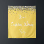 Custom Backdrop Birthday Party Photo Booth Yellow Tapestry<br><div class="desc">custom backdrop for photo booth,  hen weekend wedding photobooth sparkly,  sweet 16 quinceanera 40th 50th,  sparkle birthday party personalised 30th,  fifteen 15th sweet sixteen 16th,  twenty-fifth 25th twenty first prop,  mustard yellow silver baby shower,  daughter girl wife twinkle glitter,  granddaughter son boy 5th fifth,  anniversary bridal 20th 10th 80th</div>