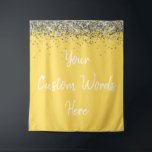 Custom Backdrop Birthday Party Photo Booth Yellow Tapestry<br><div class="desc">custom backdrop for photo booth,  hen weekend wedding photobooth sparkly,  sweet 16 quinceanera 40th 50th,  sparkle birthday party personalised 30th,  fifteen 15th sweet sixteen 16th,  twenty-fifth 25th twenty first prop,  mustard yellow silver baby shower,  daughter girl wife twinkle glitter,  granddaughter son boy 5th fifth,  anniversary bridal 20th 10th 80th</div>