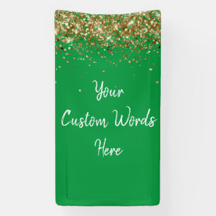 Custom Backdrop Birthday Party Photo Green & Gold Banner