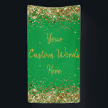 Custom Backdrop Birthday Party Photo Green & Gold Banner<br><div class="desc">sweet 16 quinceanera 40th 50th, personalised 30th 21st 16th 15th, 25th fifteen sixteen twenty-fifth first, custom banner for photo booth, twinkle glitter anniversary hen night, bridal shower decorations wedding prop, unique sparkle birthday party decor, couple engagement them her 1st, 10th tenth 5th fifth twenty, anniversary kelly green and gold welcome...</div>