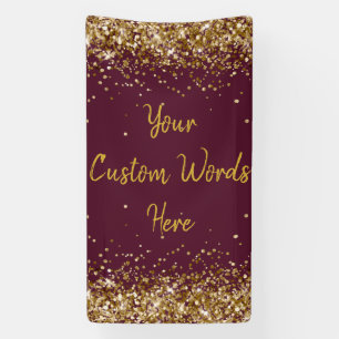 Custom Backdrop Birthday Party Photo Maroon & Gold Banner