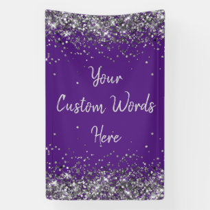 Custom Backdrop Birthday Party Photo Purple Silver Banner