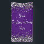 Custom Backdrop Birthday Party Photo Purple Silver Banner<br><div class="desc">sweet 16 quinceanera 40th 50th,  personalised 30th 21st 16th 15th,  25th fifteen sixteen twenty-fifth first,  custom banner for photo booth,  twinkle glitter anniversary hen night,  bridal shower decorations wedding prop,  unique sparkle birthday party decor,  couple engagement them her 1st,  10th tenth 5th fifth twenty,  anniversary purple silver welcome sign</div>