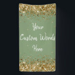 Custom Backdrop Birthday Party Photo Sage & Gold Banner<br><div class="desc">sweet 16 quinceanera 40th 50th, personalised 30th 21st 16th 15th, 25th fifteen sixteen twenty-fifth first, custom banner for photo booth, twinkle glitter anniversary hen night, bridal shower decorations wedding prop, unique sparkle birthday party decor, couple engagement them her 1st, 10th tenth 5th fifth twenty, anniversary sage green and gold welcome...</div>