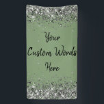 Custom Backdrop Birthday Party Photo Sage & Silver Banner<br><div class="desc">sweet 16 quinceanera 40th 50th, personalised 30th 21st 16th 15th, 25th fifteen sixteen twenty-fifth first, custom banner for photo booth, twinkle glitter anniversary hen night, bridal shower decorations wedding prop, unique sparkle birthday party decor, couple engagement them her 1st, 10th tenth 5th fifth twenty, anniversary sage green and silver welcome...</div>