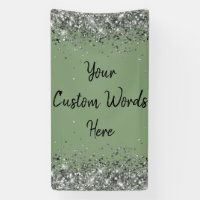 Custom Backdrop Birthday Party Photo Sage & Silver