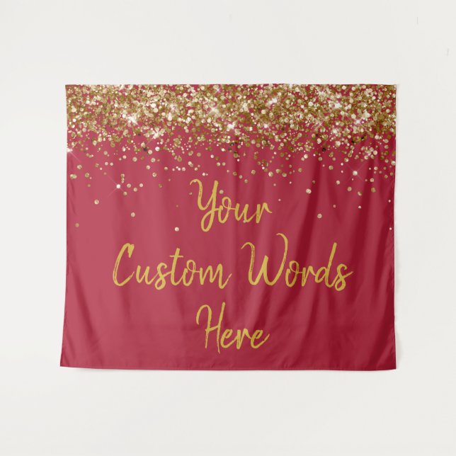 Custom Backdrop Birthday Photo Booth Burgundy Prop Tapestry (Front (Horizontal))
