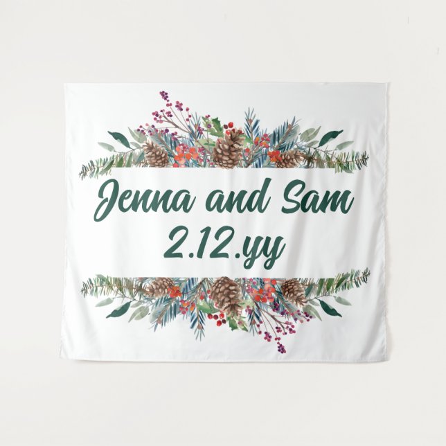 Custom Backdrop Classic Winter Wedding Photo Booth Tapestry (Front (Horizontal))