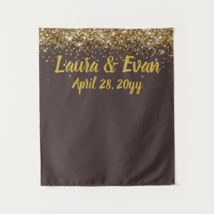 Custom Backdrop Wedding Photo Booth Brown & Gold Tapestry