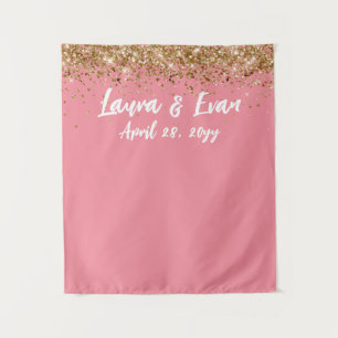 Custom Backdrop Wedding Photo Booth Pale Pink Gold Tapestry