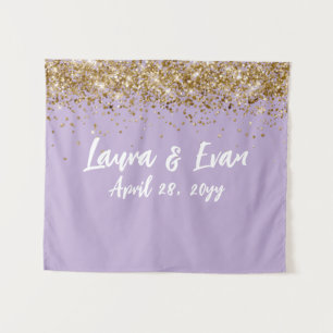 Custom Backdrop Wedding Photo Booth Purple & Gold Tapestry