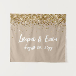 Custom Backdrop Wedding Photo Booth Sand Tan Gold Tapestry