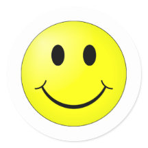 Custom Background Color Yellow Happy Face Sticker