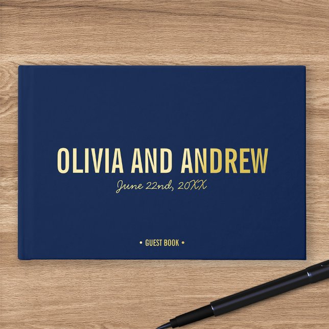 Custom Background Colour Bold Names Modern Wedding Guest Book (Creator Uploaded)