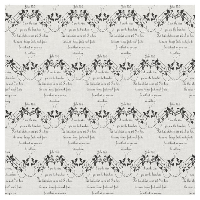 Custom Background Colour I am the Vine Bible Quote Fabric (Close Up)