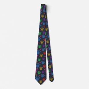 Custom Background Colour w/ Rainbow Colourful Paws Tie